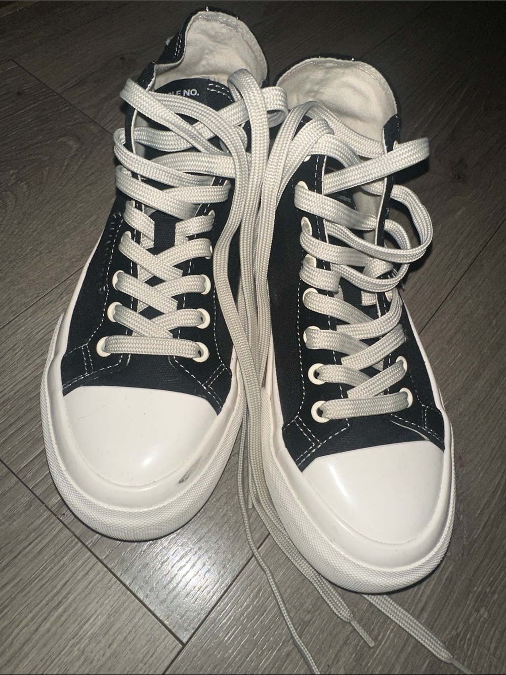 Article No. Black High-Top Canvas Sneakers with Light Grey Laces